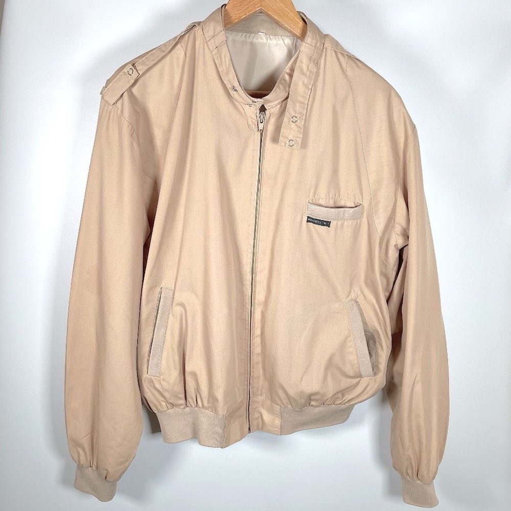 Vintage Members Only Bomber Jacket Cafe Racer Size 48 Tan Beige Khaki 80s